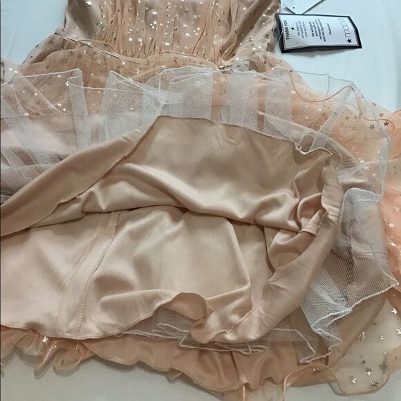 City Studio Fit And Flare Mini Dress Sheer Spaghetti Strap Gold Stars Size 11
